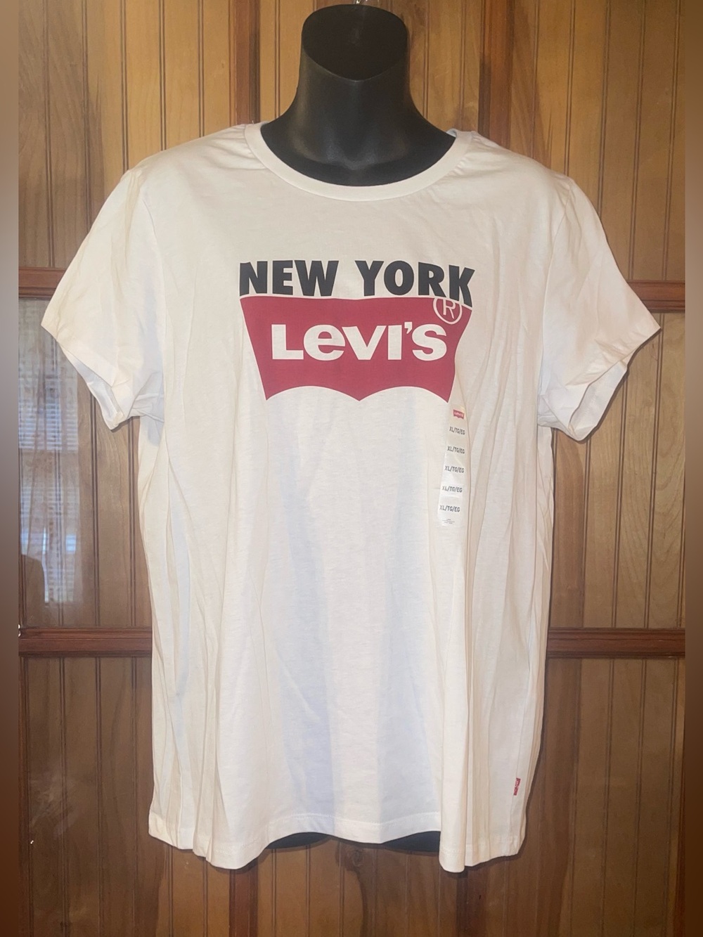 Levi's White Short Sleeve Tee with Red New York Logo